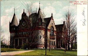 Public Library, Wellesley, MA c1906 Undivided Back Vintage Postcard R63