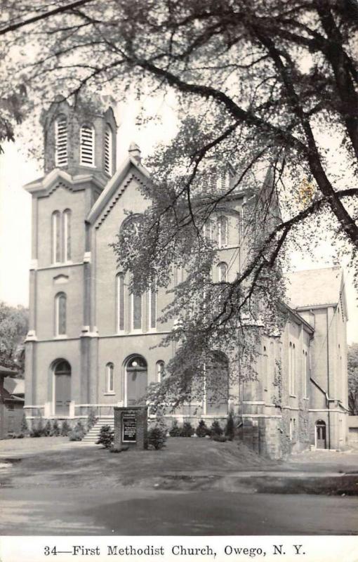 Owego New York First Methodist Church Real Photo Antique Postcard K92697