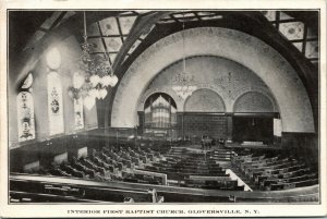 Postcard NY Fulton County Gloversville Interior First Baptist Church 1920s H9