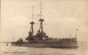 WWI Military, HMS Collingwood, Royal Navy Battleship 1910's UK Battleship TUCK