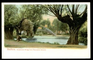 Bedford Suspension Bridge from Recreation Ground. Circa 1905. Peacock Brand