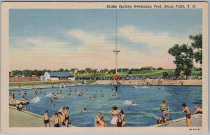 Drake Springs Swimming Pool Sioux Falls SD Linen Postcard Curt Teich H83