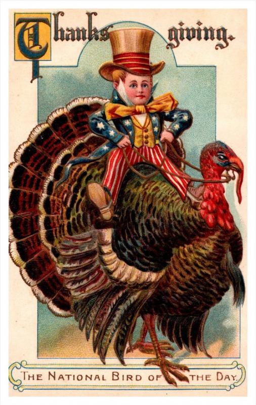 8078  Thanksgiving  Uncle Sam riding a Turkey