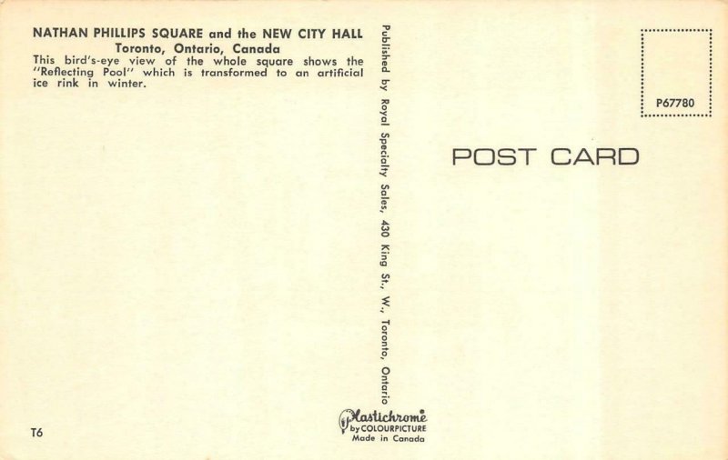 TORONTO, Ontario Canada   NATHAN PHILLIPS SQUARE & NEW CITY HALL   Postcard