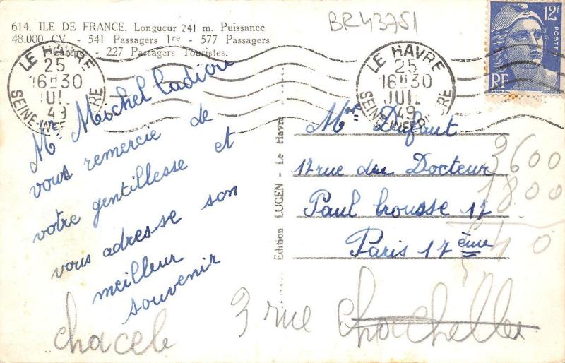 Br43751 Ship Bateaux Paquebot Ile de france