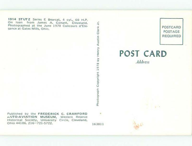 Unused 1970's postcard ANTIQUE 1914 STUTZ SERIES E BEARCAT CAR k9068