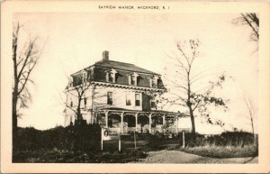 Vtg Postcard Baview Manor - Wickford, Rhode Island RI - Unused Berger Bros. Q18