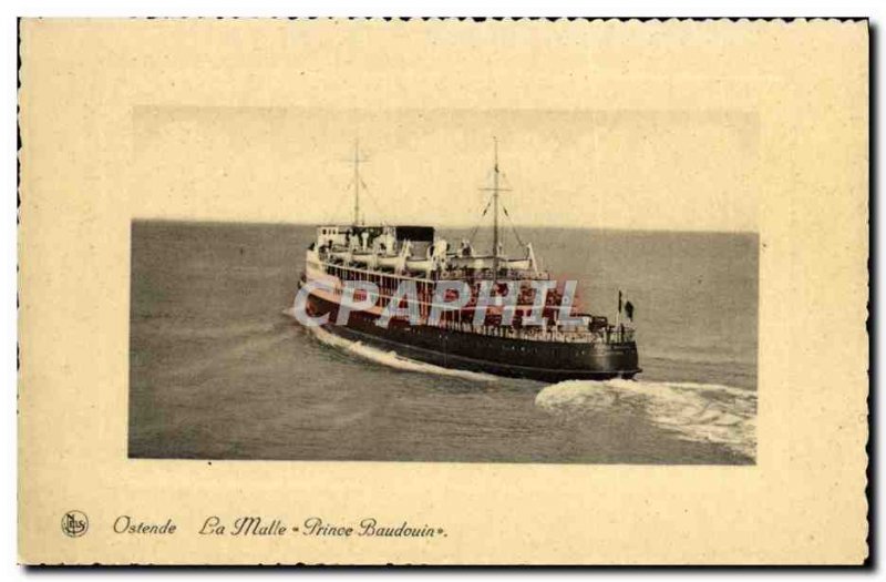 Old Postcard Ostend La Malle Prince Baudouin Boat