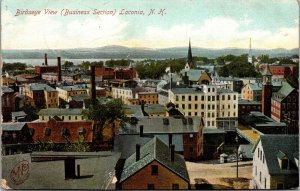 Postcard Birds Eye View of the Business Section in Laconia, New Hampshire~3518