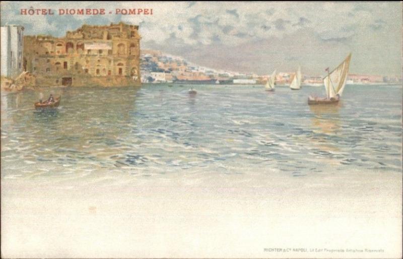 Pompei Italy Hotel Diomede c1900 UDB Postcard EXC COND Richter & Co