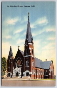 Postcard Entrance Main Doors of Saint Aloysius Chruch Nashua New Hampshire N.H.