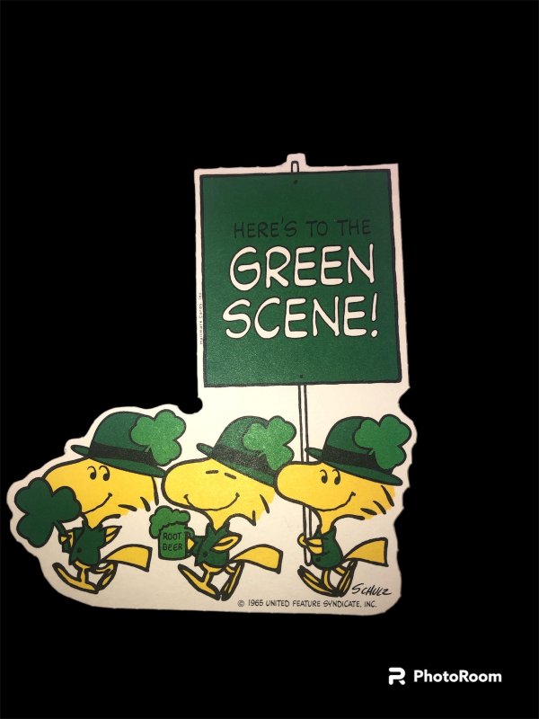 1965 Vintage Hallmark Peanuts St Patrick’s Day Die Cut Woodstock