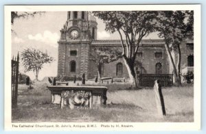 ST. JOHNS, ANTIGUA British West Indies ~ CATHEDRAL CHURCH YARD  Postcard