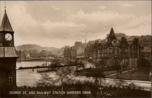 Oban Scotland Railway Station Gardens Railroad Train Depot Vintage RPPC PC