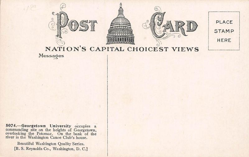 Georgetown Heights & Georgetown College, Washington, D.C.,Early Postcard, Unused