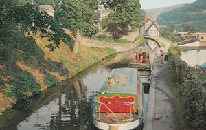 Boats Stationed at Llangolen Canal Welsh 1970s Postcard