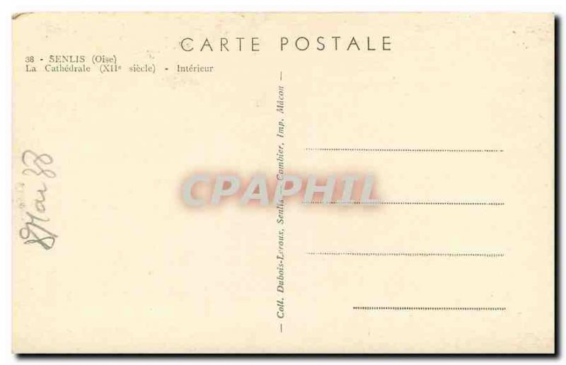 Old Postcard Senlis Oise La Cathedrale Interieur