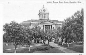 Chandler Oklahoma Lincoln Court House Entrance Antique Postcard K21262