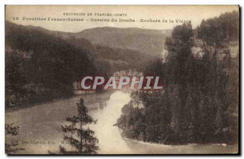 Old Postcard Frontiere Franco Suisse Basins of Doubs the Virgin of Rocks