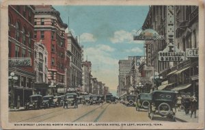 Postcard Main Street Looking North from McCall St Memphis TN 1919