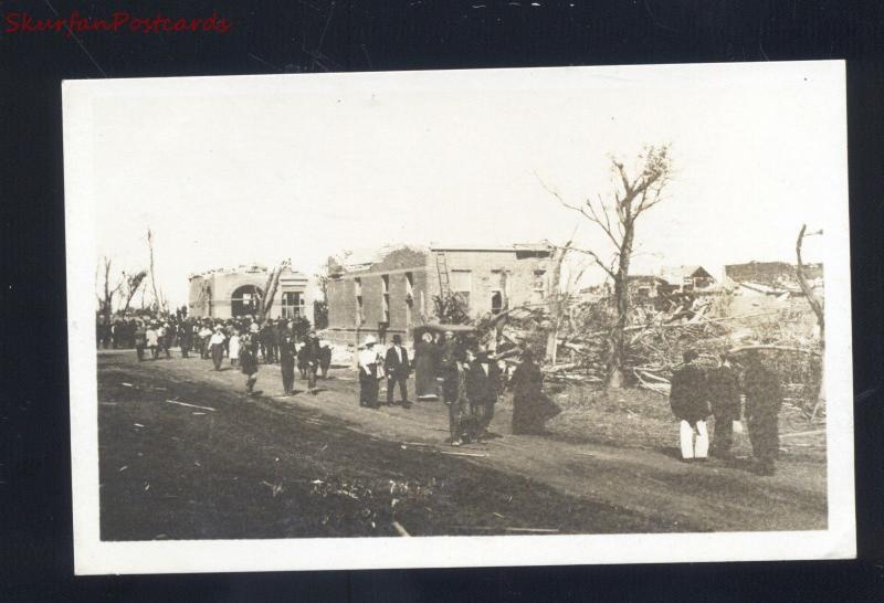 RPPC OMAHA NEBRASKA 1913 TORNADO DISASTER STREET SCENE RUINS REAL PHOTO POSTCARD