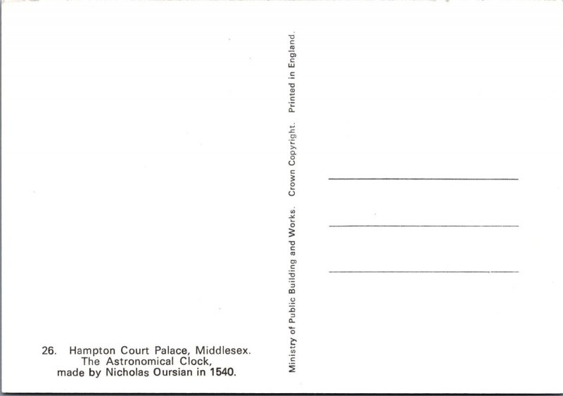 Middlesex Postcard - Hampton Court Palace, The Astronomical Clock RR18175