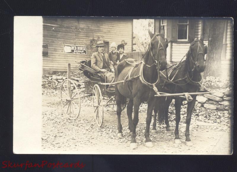 RPPC SMITHTON MISSOURI MO. HORSE DRAWN WAGON RED HORSE REAL PHOTO POSTCARD