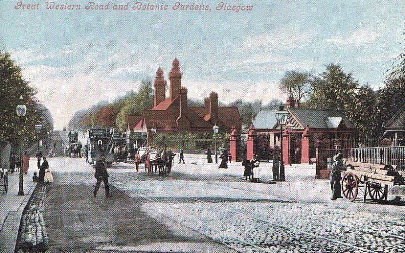 Postcard Great Western Road and Botanic Gardens Glasgow UK