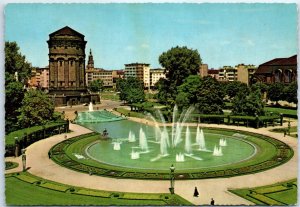 Postcard - Fountains at Friedrich Square - Mannheim, Germany