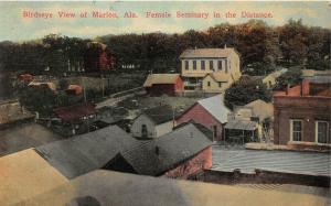 C11/ Marion Alabama AL Postcard c1910 Birdseye View Female Seminary Homes