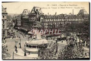 Postcard Old Paris Place de la Republique and Faubourg du Temple Hotel Modern...