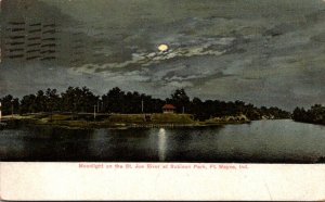 Indiana Fort Wayne Moonlight On The St Joe River At Robison Park 1909