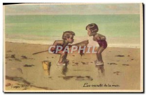 Old Postcard Fantasy Illustrator Redon Children's secrets of the sea