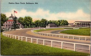 Linen Postcard Pimlico Race Track in Baltimore, Maryland