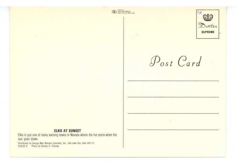 NV - Elko. Sunset Scene (continental size)