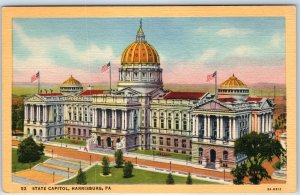 1933 Harrisburg PA State Capitol Building Gold Dome Tartaria Old World PC A247