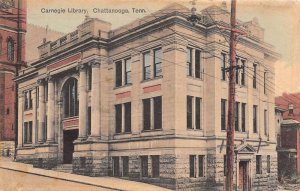 Chattanooga Tennessee Carnegie Library, Exterior Hand Colored  Vintage PC U3784