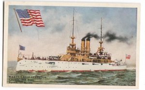 Postcard Ship Battleship Illinois