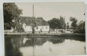 Rppc Denmark Home Houses Ond Stone Garden Monument c1917 Postcard L8