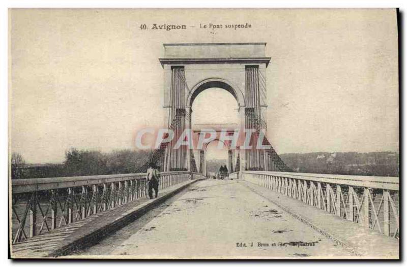 Old Postcard Avignon Suspension Bridge