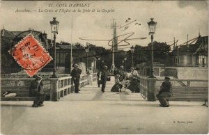 CPA ARCACHON-La Croix et l'Église de la Jetée de la Chapelle (27914)