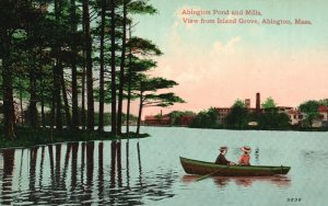 Abington Pond and Mills From Island Grove Abington Mass. Vintage Postcard c1910