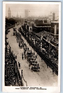 Westminster London England Postcard Coronation Procession 1911 RPPC Photo