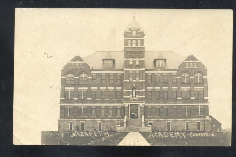 RPPC CONCORDIA KANSAS NAZARETH ACADEMY 1908 REAL PHOTO POSTCARD