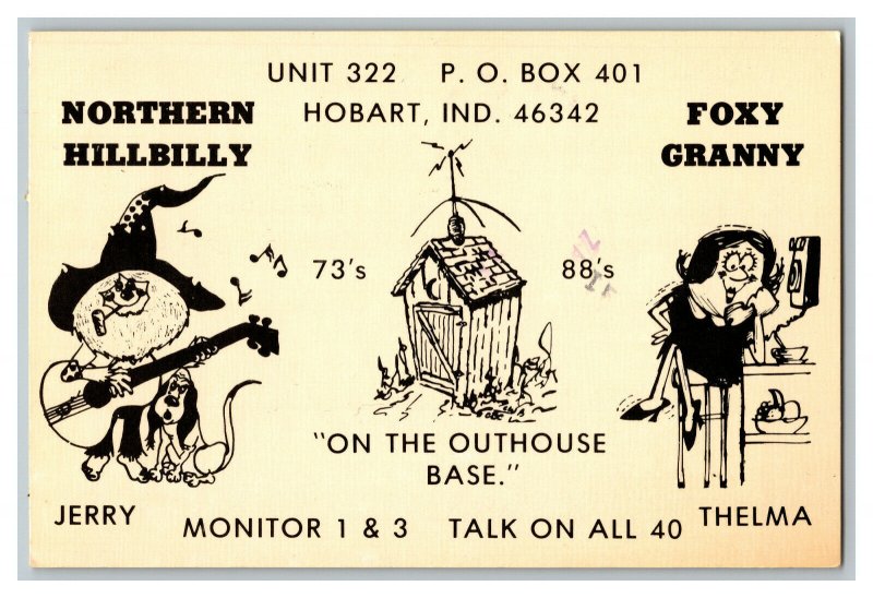 Postcard QSL Radio Card From Hobart Ind. Indiana  
