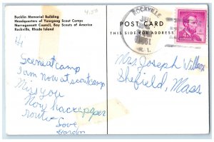 1961 Bucklin Memorial Building Yawgoog Scout Camps Headquarters RI Postcard