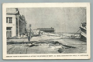 ASBURY PARK NJ BOARDWALK AFTER STORM 1944 CONVENTION HALL VINTAGE POSTCARD