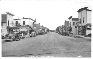 Suring WI Main Street View Store Front's Old Cars Truck RPPC Postcard