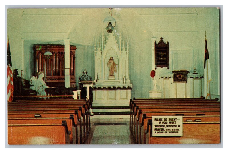 The Old Lutheran Church Interior View Pioneer Village Minden Nebraska Postcard