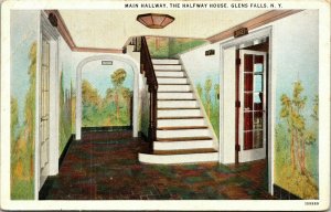 Main Hallway Halfway House Glens Falls New York NY WB Postcard VTG UNP Vintage 